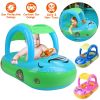 Baby Inflatable Pool Float Car Shaped Toddler Swimming Float Boat Pool Toy Infant Swim Ring Pool with Sun Protection Canopy for 1-3 Year-Old Kids Infa