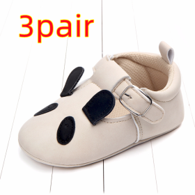 Spring and autumn cartoon animal baby shoes matte leather non-slip soft bottom baby shoes wholesale 0884 (Option: PandaB 3pair-12CM)