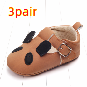 Spring and autumn cartoon animal baby shoes matte leather non-slip soft bottom baby shoes wholesale 0884 (Option: PandaA 3pair-11CM)