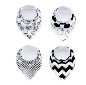 4pcs Lot Bibs Burp Cloth Print Arrow Wave Triangle Baby Bibs Cotton Bandana Accessories (Option: 10)