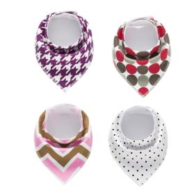 4pcs Lot Bibs Burp Cloth Print Arrow Wave Triangle Baby Bibs Cotton Bandana Accessories (Option: 27)