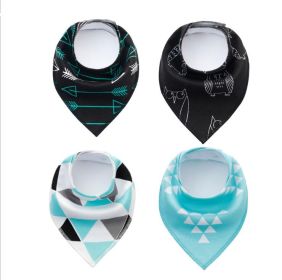 4pcs Lot Bibs Burp Cloth Print Arrow Wave Triangle Baby Bibs Cotton Bandana Accessories (Option: 3)