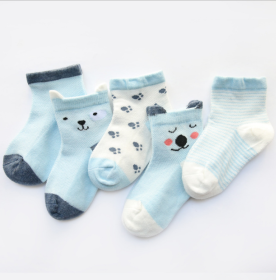 Children's Socks Pack of 5 Colors Breathable Summer Cotton Socks for Boys and Girls (Option: 3-M)