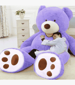 Giant Teddy Bear Plush Toy Huge  Soft Toys  Leather Shell (Option: Purple-80cm)