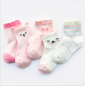 Children's Socks Pack of 5 Colors Breathable Summer Cotton Socks for Boys and Girls (Option: 1-L)