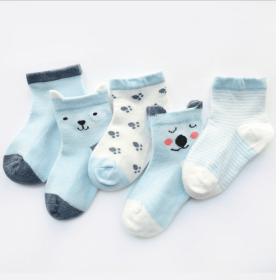 Children's Socks Pack of 5 Colors Breathable Summer Cotton Socks for Boys and Girls (Option: 3-L)