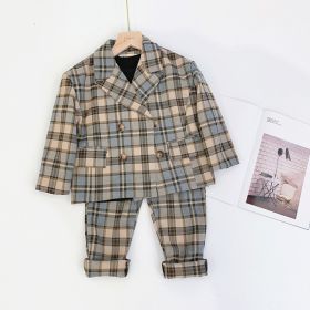 Small, medium and big kids plaid jacket (Option: Brown-90)