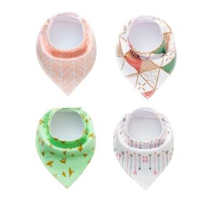 4pcs Lot Bibs Burp Cloth Print Arrow Wave Triangle Baby Bibs Cotton Bandana Accessories (Option: 16)