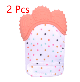 Baby teether baby anti-bite silicone molar gloves children's sound toys (Option: Orange-1pair)