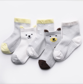 Children's Socks Pack of 5 Colors Breathable Summer Cotton Socks for Boys and Girls (Option: 4-L)