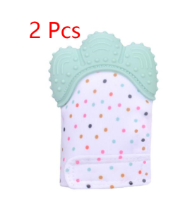 Baby teether baby anti-bite silicone molar gloves children's sound toys (Option: Light green-1pair)