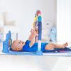2 In 1 Baby Gym Play Mat Tummy Time Mat Musical Activity Center with 5 Rattle Toys 422 Melodies for 0-12 Months Old Space Dinosaur Unicorn